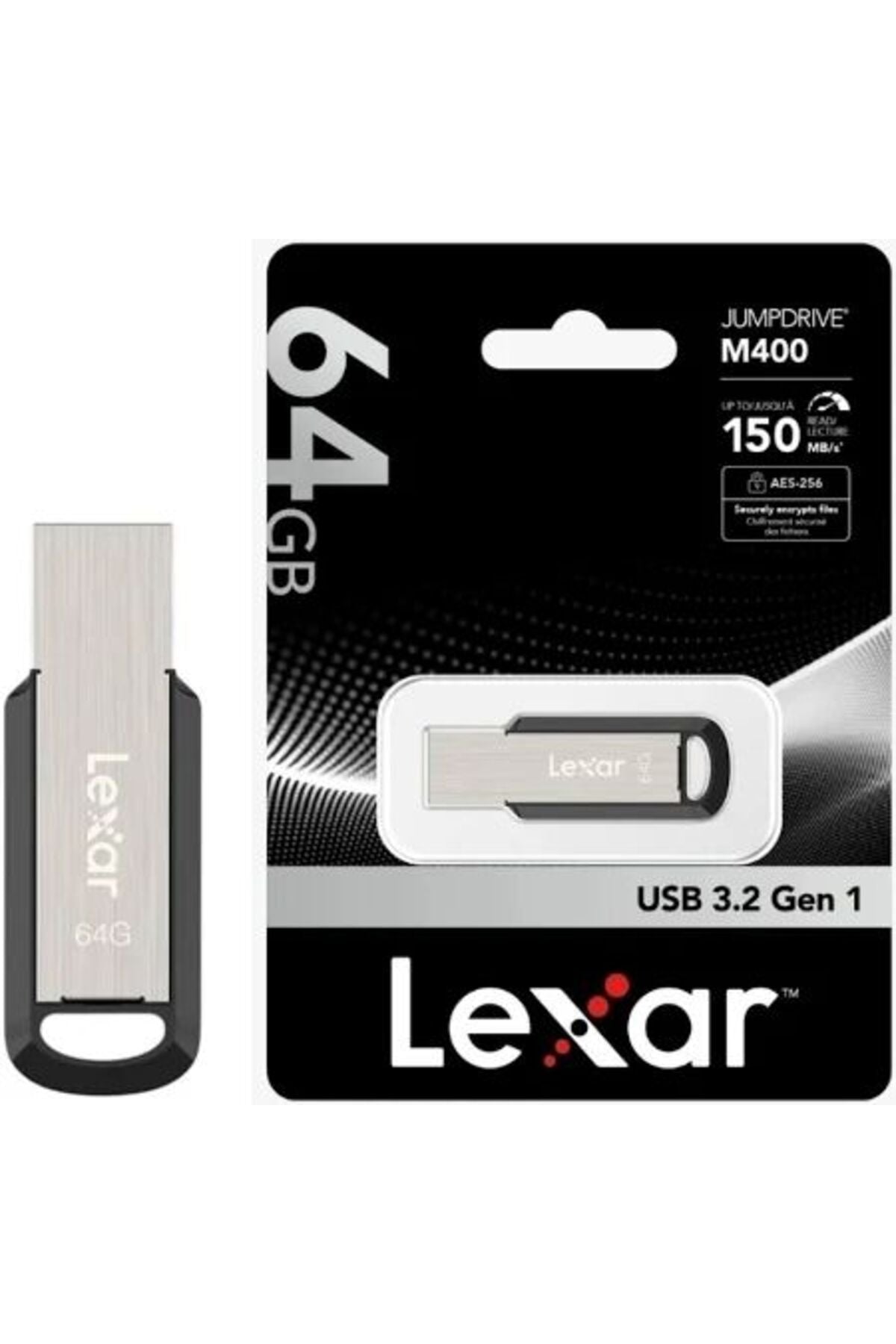 Lexar M400 Metal 64GB USB 3.2 Gen1 Flash Bellek USB Bellek 130MB/S Metal Tasarım