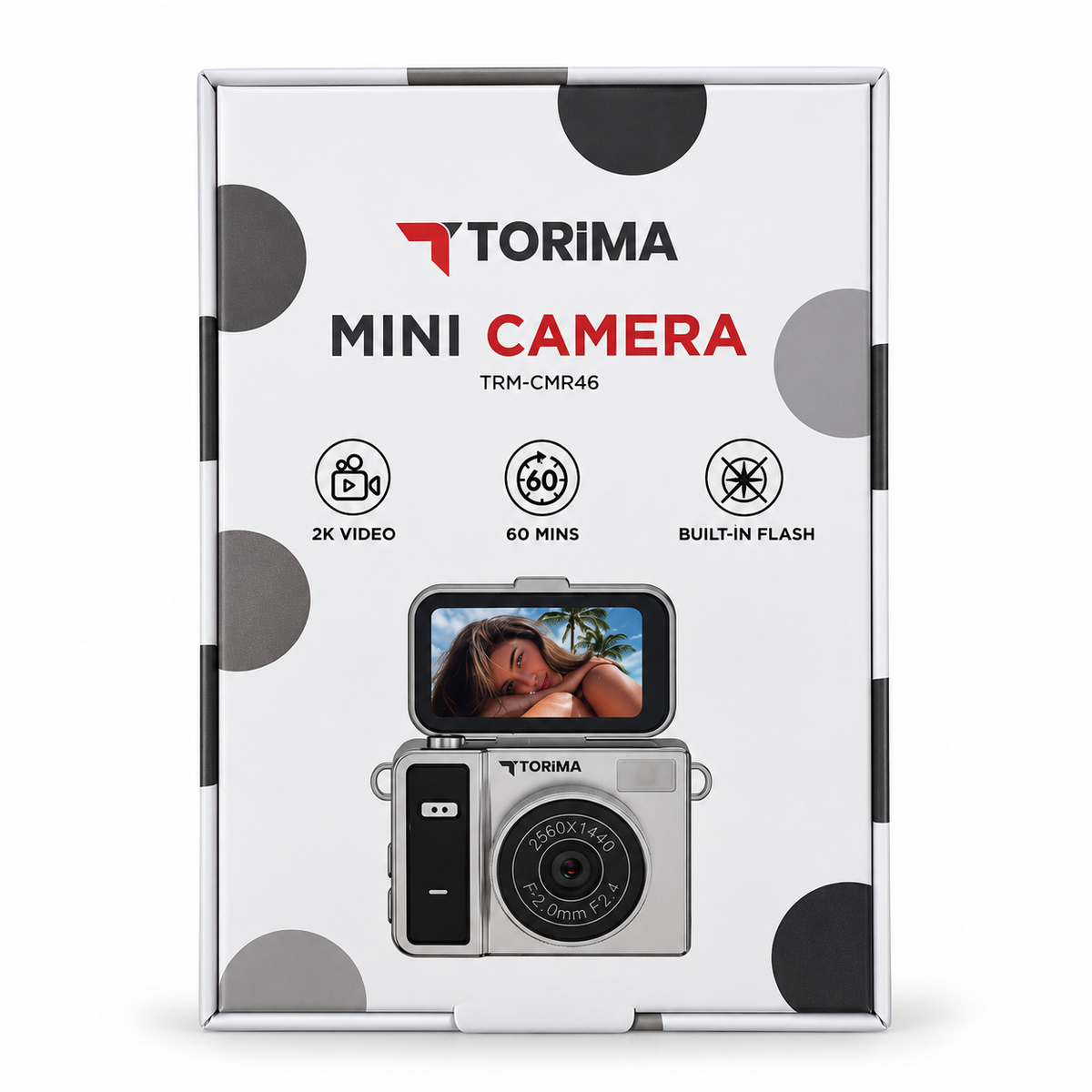 Torima TRM-CMR46 Mini Camera 2K dijital kamera beyaz arka plan ürün fotoğrafı