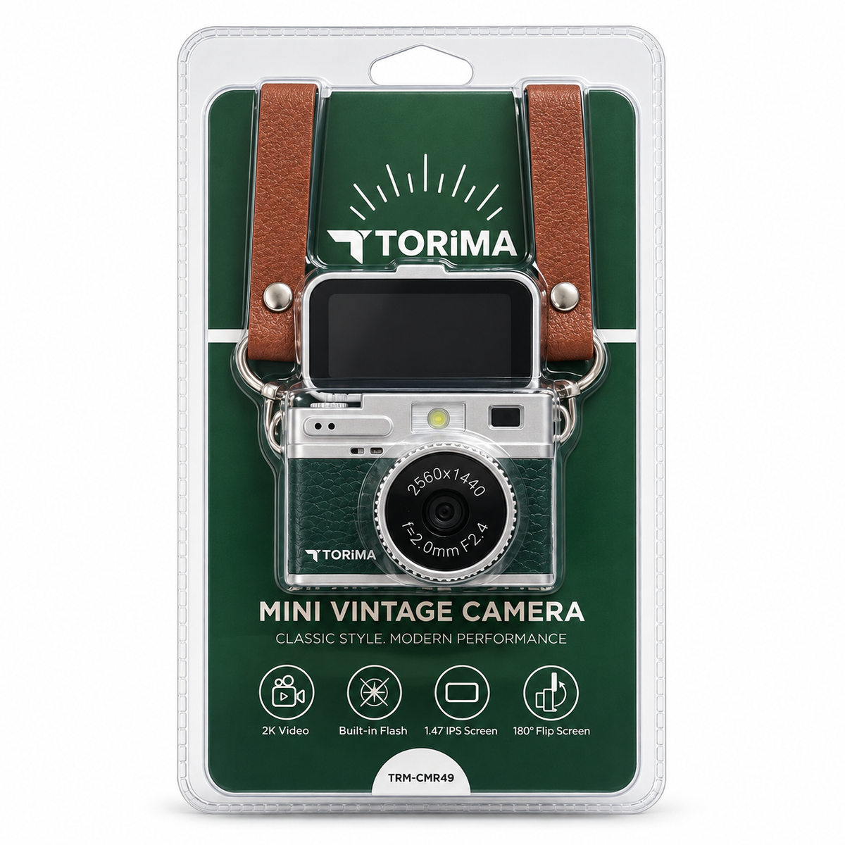 Torima TRM-CMR49 Mini Vintage Camera beyaz arka plan ürün fotoğrafı