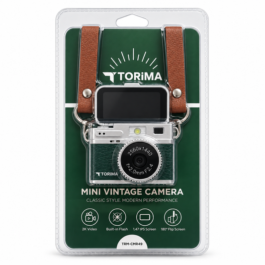 Torima TRM-CMR49 Mini Vintage Camera beyaz arka plan ürün fotoğrafı